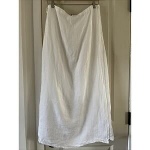 Eileen Fisher Womens Irish Linen Wrap Skirt White Size L Summer Vacation Beach